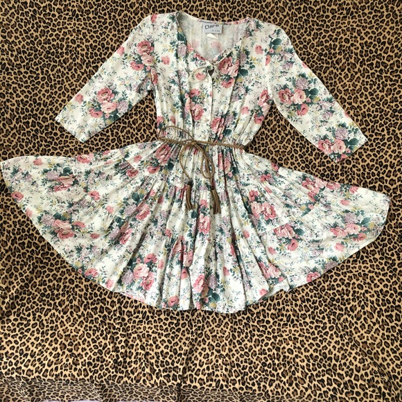 Vintage XS USA Tiered Circle Skirt Floral Buttoned - Picture 3 of 13